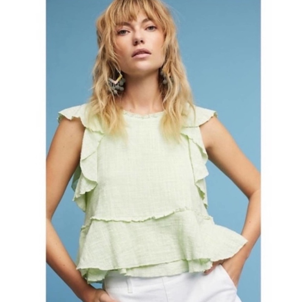 Anthropologie Red Ruffle Tank Top - Picture 7 of 9